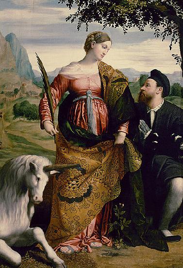 MORETTO da Brescia Saint Justina with the Unicorn China oil painting art